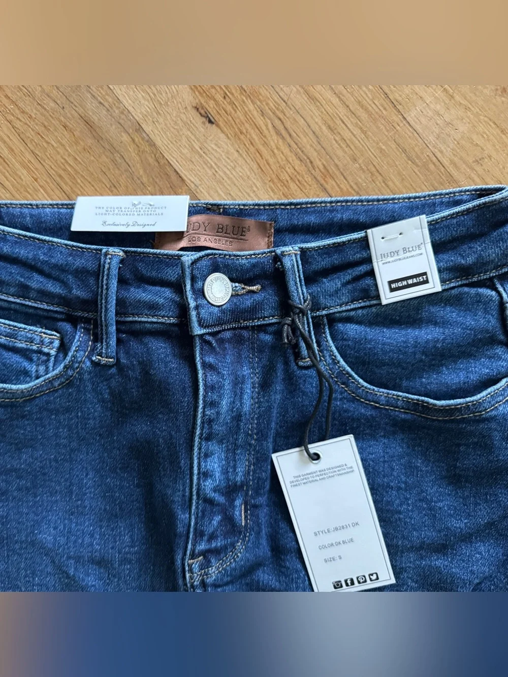 Judy Blue Stretch Denim Pencil Skirt Raw Hem JB2831 Dark Blue Size S - Picture 6 of 9